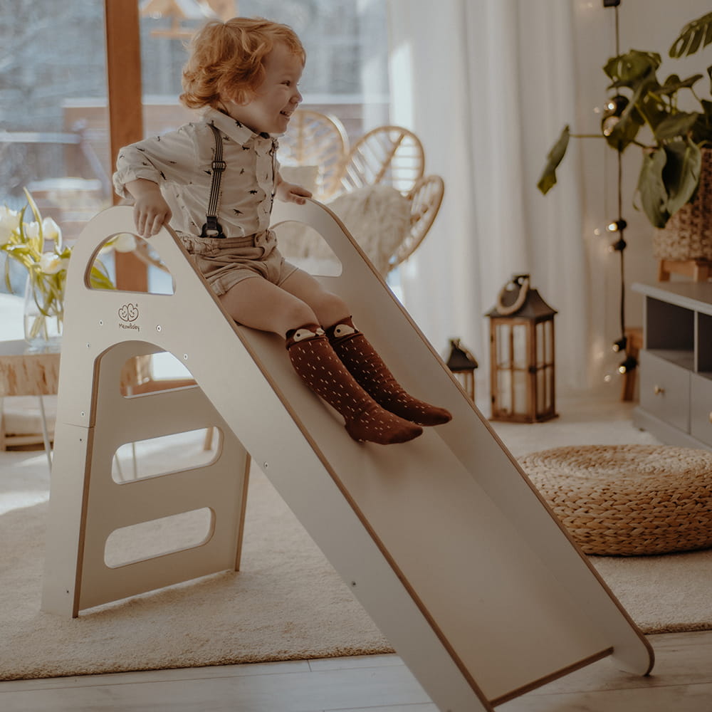 Houten Binnen Scandi Glijbaan - Natuurlijk Hout - Veilig Speelplezier - SpeelSterk SpeelSterk