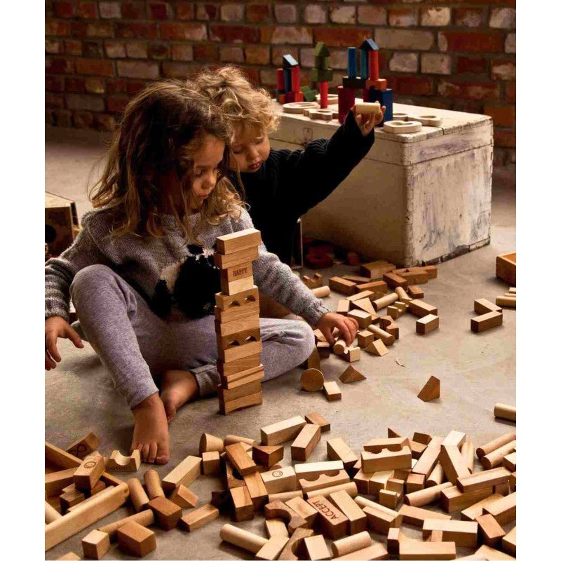 Blokken Set 100 - Natuurlijke Kleuren - Educatief en Creatief Speelgoed - SpeelSterk SpeelSterk