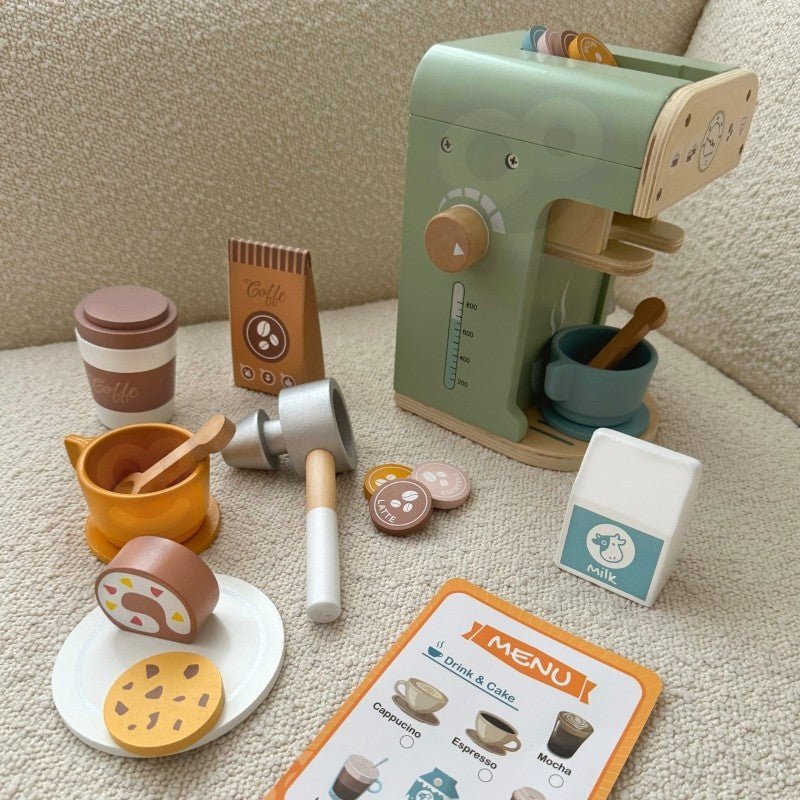 Houten Barista Set - Kleurrijk - Creatief Spel voor Jonge Barista's - SpeelSterk SpeelSterk