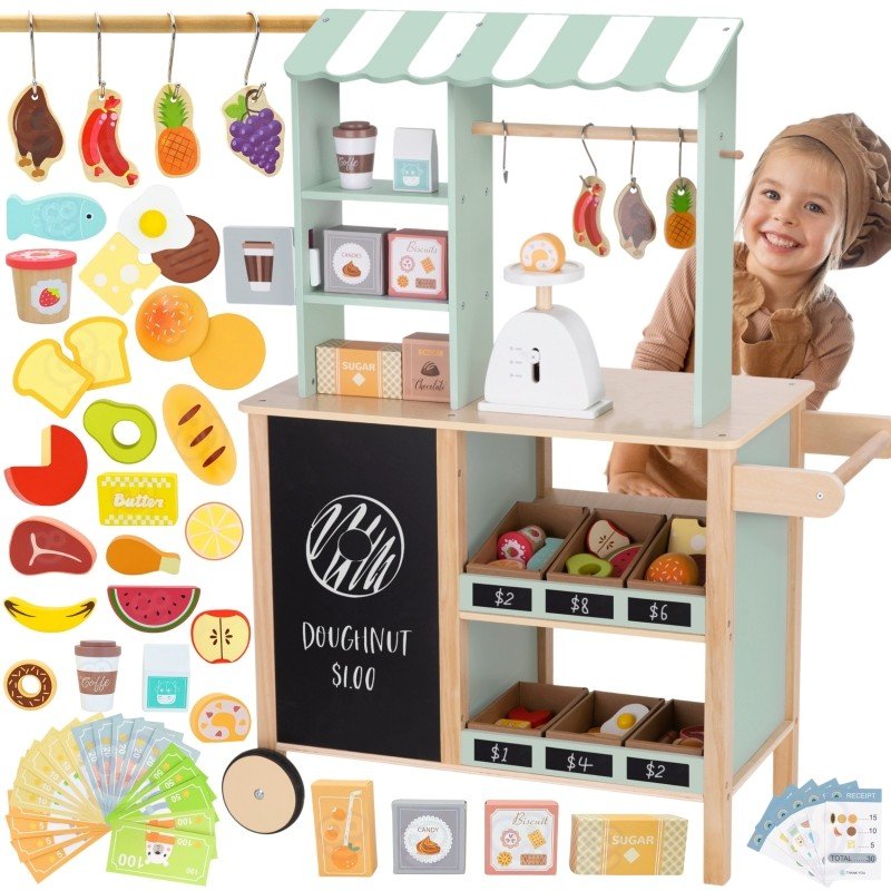 Houten Food Truck - Kleurrijk - Creatief Rollenspel - Veilig Hout - SpeelSterk SpeelSterk