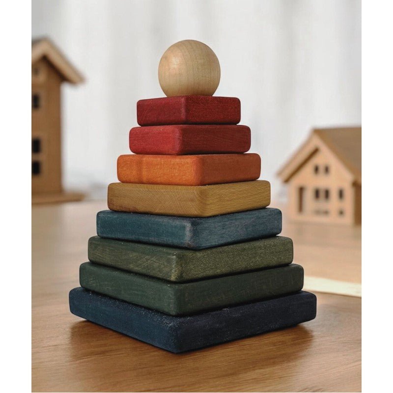 Houten Piramide - Vrolijk Kleurrijk - Veilig En Educatief Speelgoed - SpeelSterk SpeelSterk