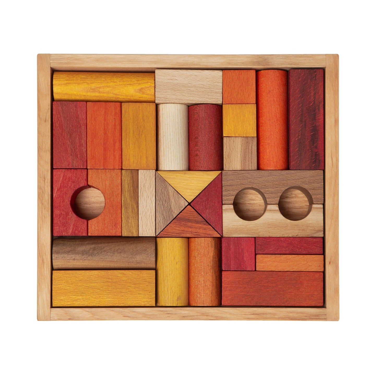 Kleurenblokken - Houten Bouwset - Warm Kleurenspel - Educatief en Veilig - SpeelSterk SpeelSterk