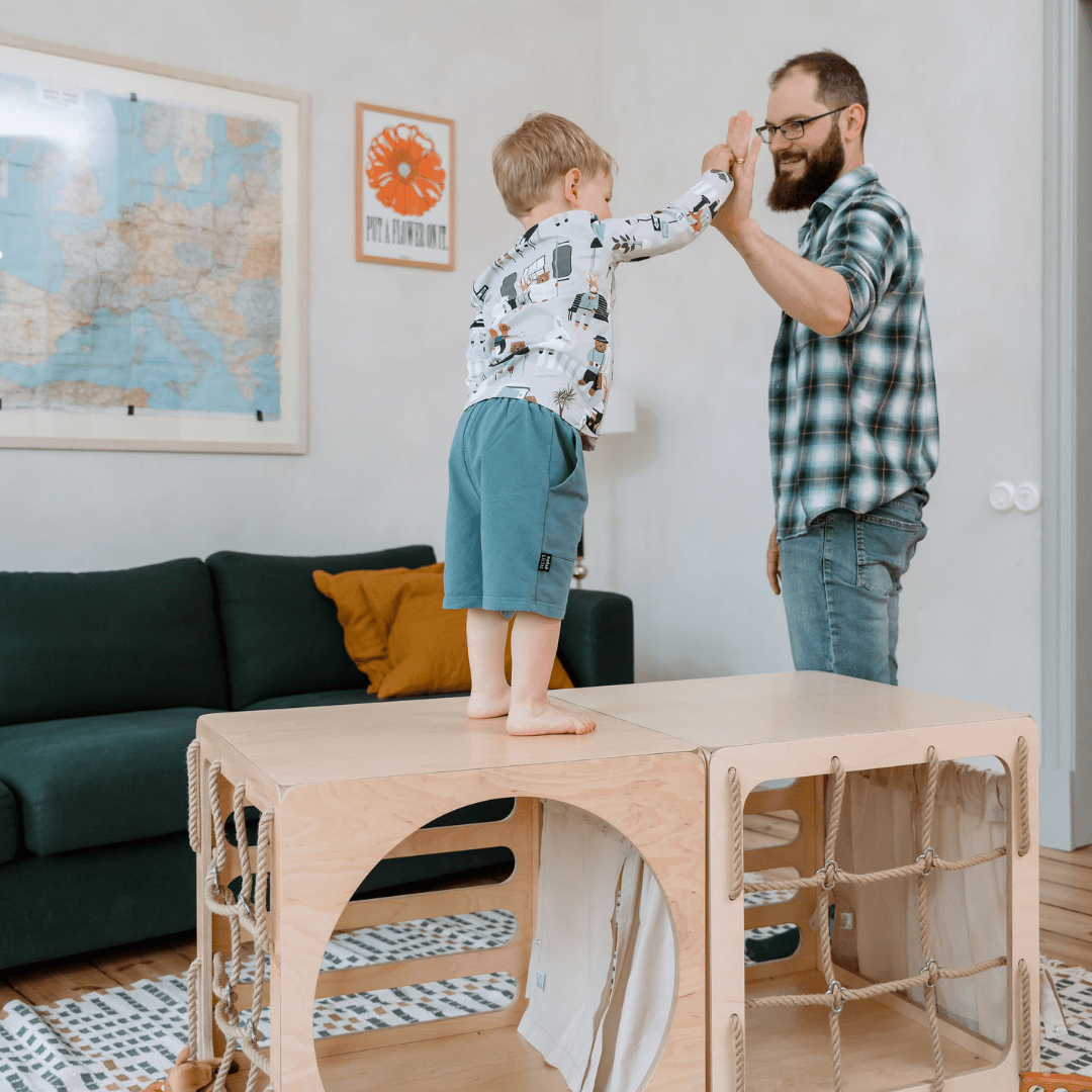 Klimkubus - Naturel - Veilig Houten Speelgoed Voor Ontwikkeling - SpeelSterk SpeelSterk