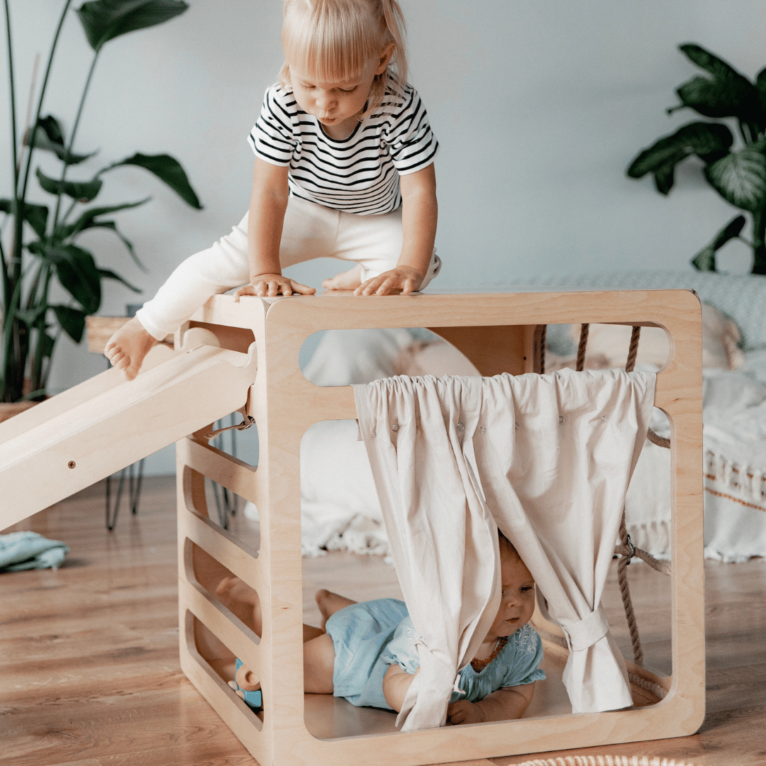 Klimkubus - Naturel - Veilig Houten Speelgoed Voor Ontwikkeling - SpeelSterk SpeelSterk