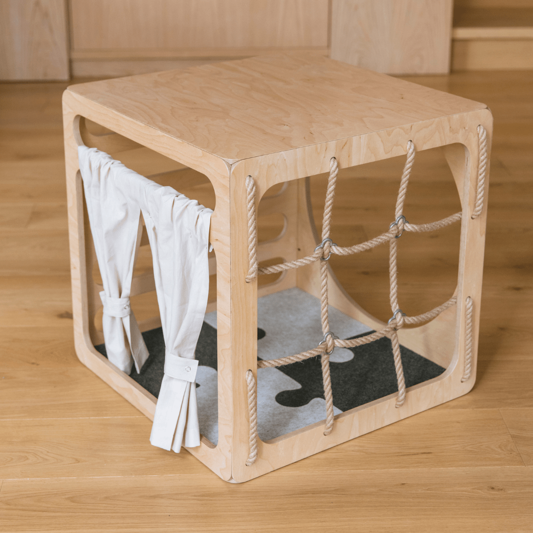 Klimkubus - Naturel - Veilig Houten Speelgoed Voor Ontwikkeling - SpeelSterk SpeelSterk
