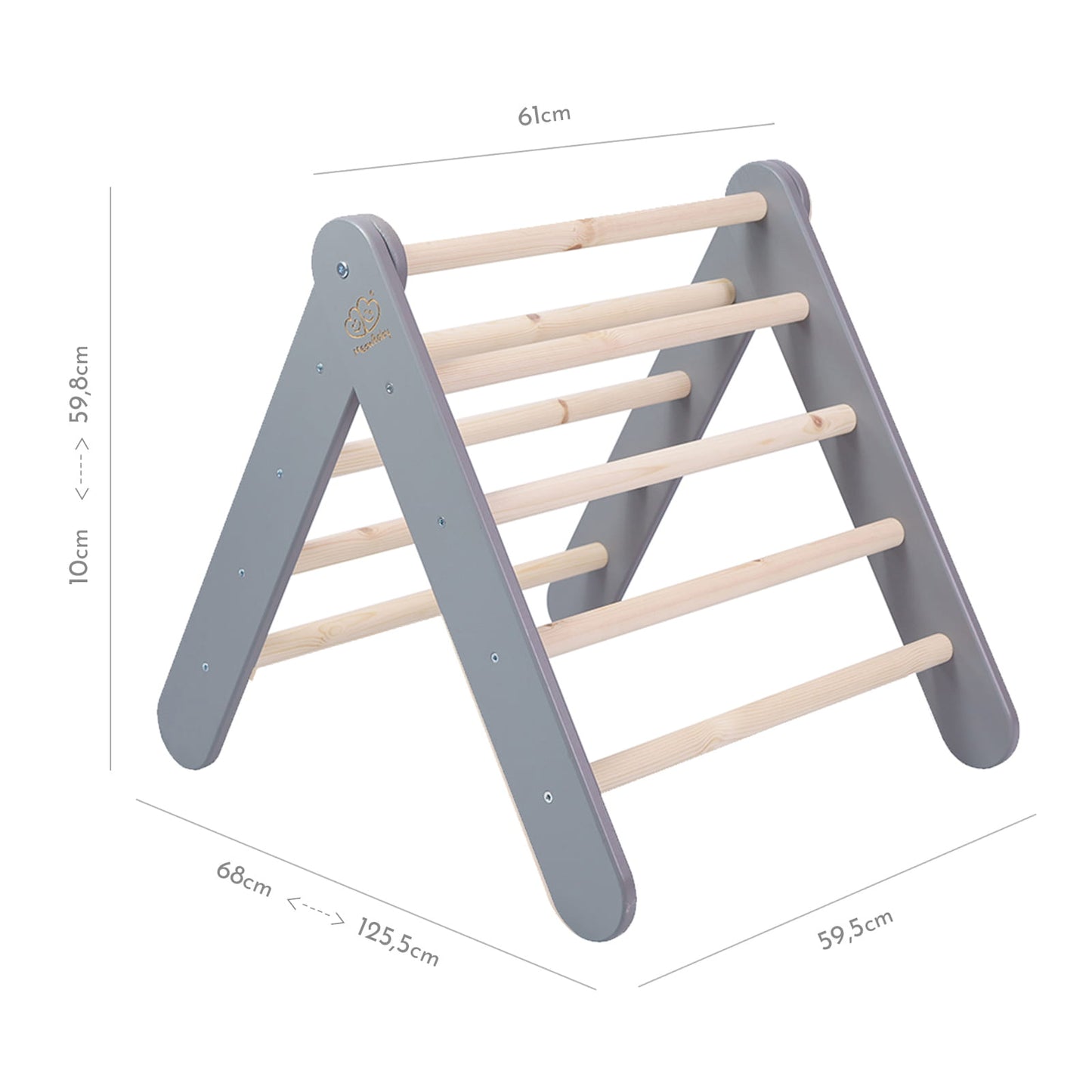 Montessori Driehoekladder - Grijs - Veilig Klimtoestel Voor Kinderen - SpeelSterk SpeelSterk