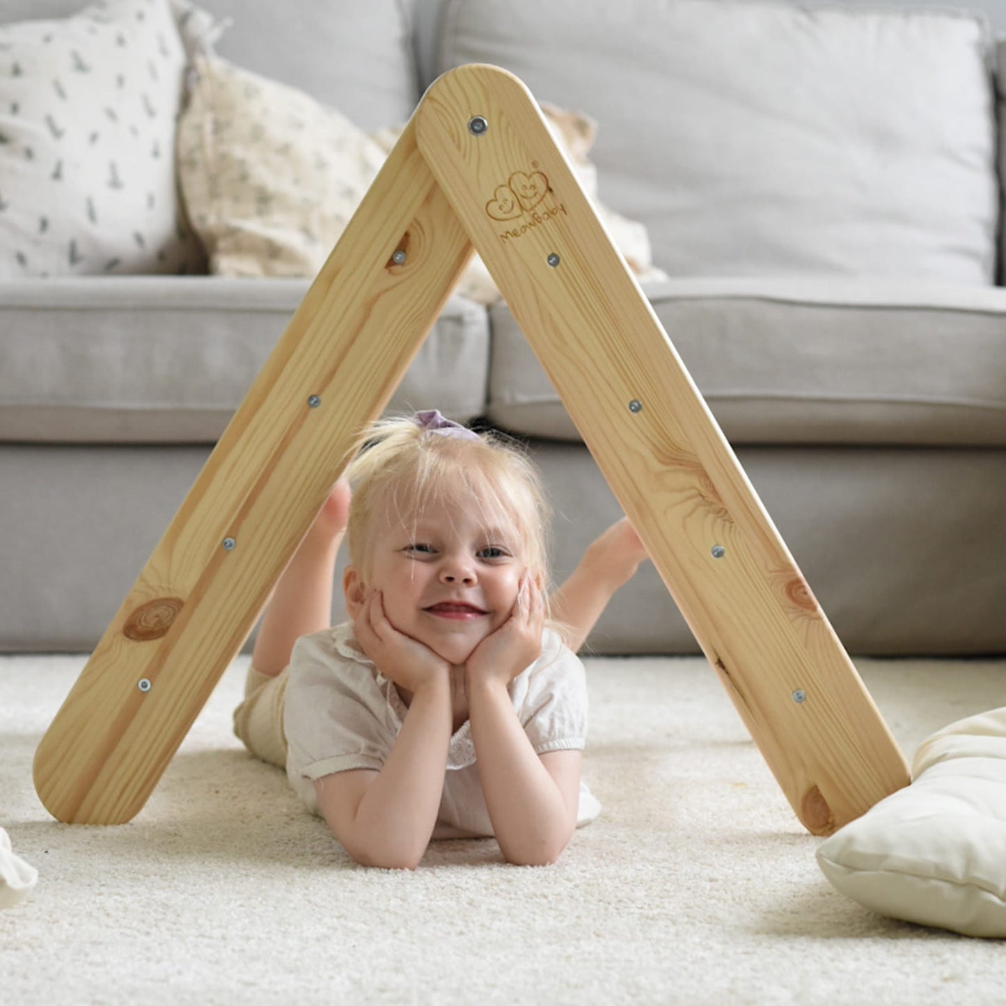 Montessori Driehoekladder - Naturel - Veilig - Educatief Speelproduct - SpeelSterk SpeelSterk