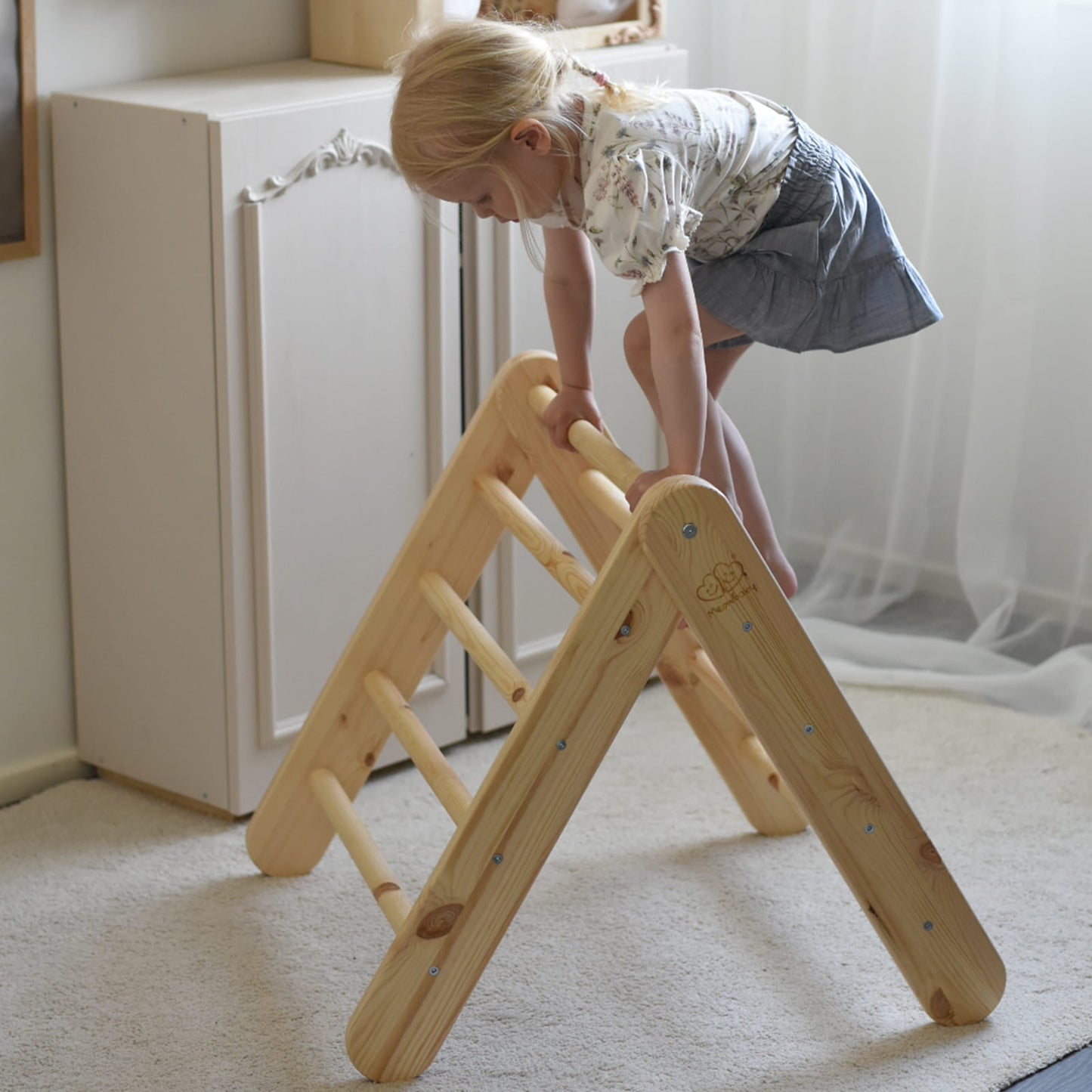 Montessori Driehoekladder - Naturel - Veilig - Educatief Speelproduct - SpeelSterk SpeelSterk