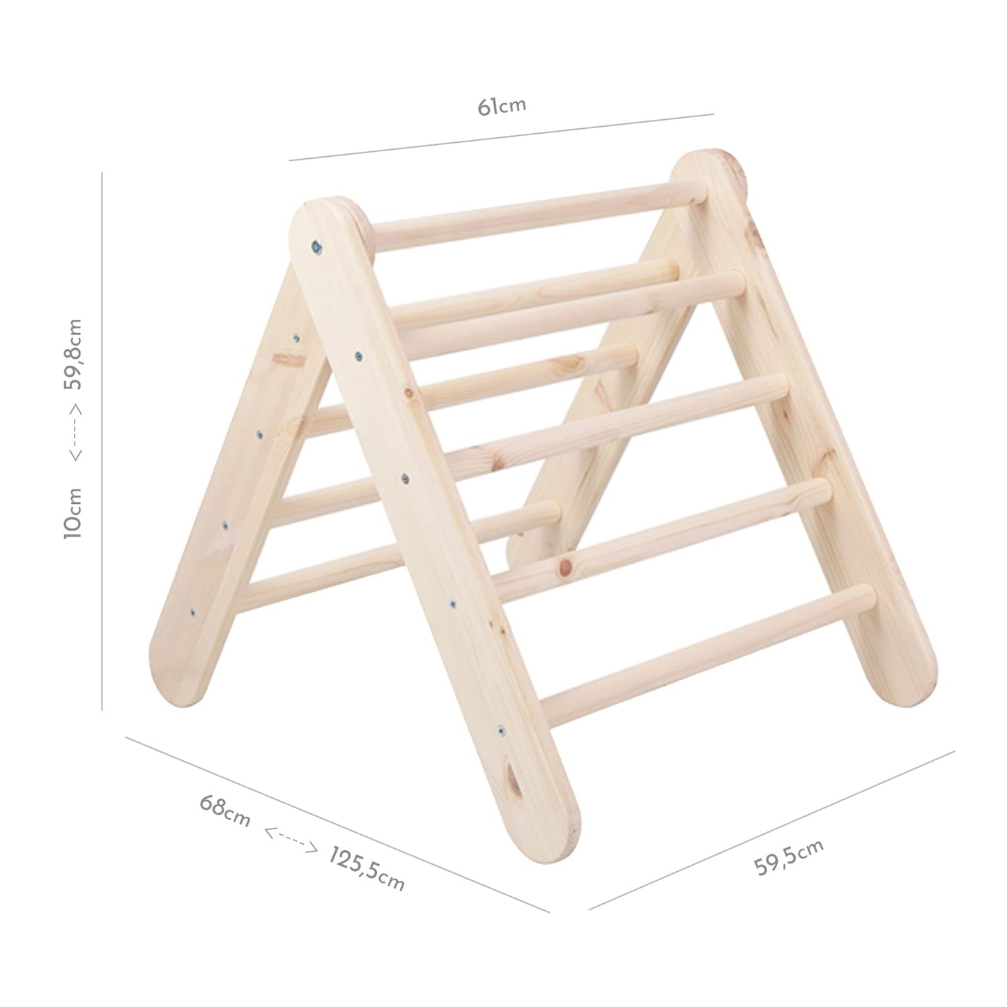 Montessori Driehoekladder - Naturel - Veilig - Educatief Speelproduct - SpeelSterk SpeelSterk
