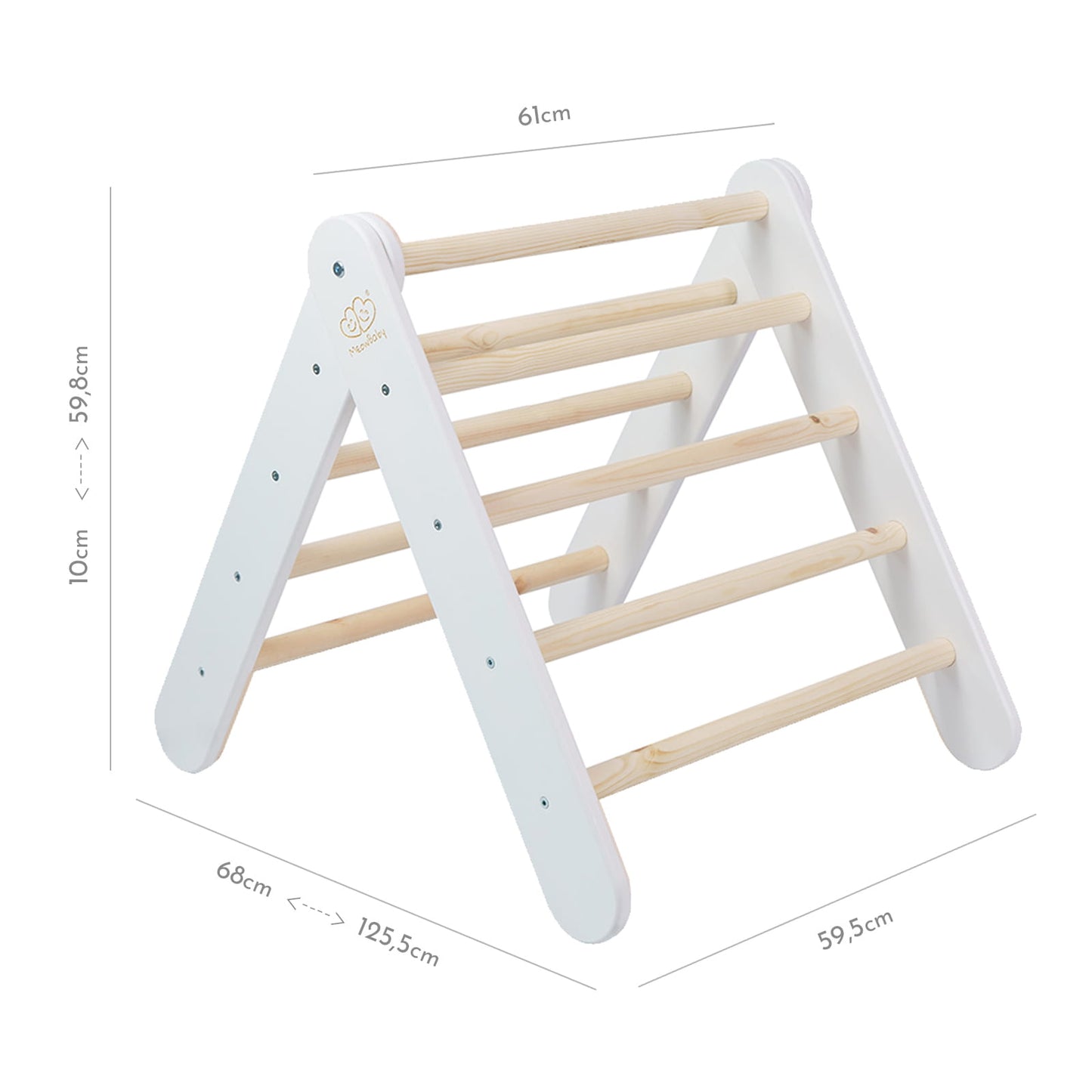 Montessori Driehoekladder - Wit - Veilig - Ontwikkeling Voor Kinderen - SpeelSterk SpeelSterk