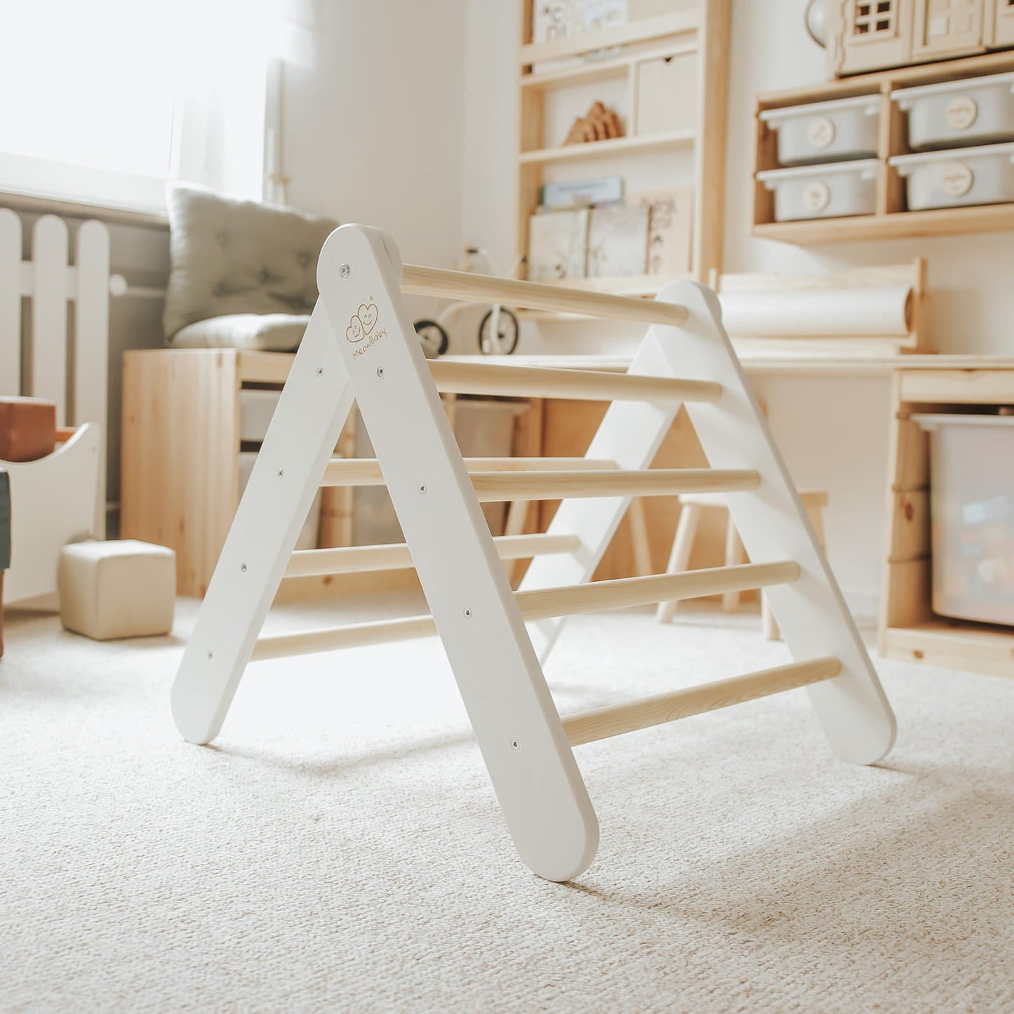 Montessori Driehoekladder - Wit - Veilig - Ontwikkeling Voor Kinderen - SpeelSterk SpeelSterk