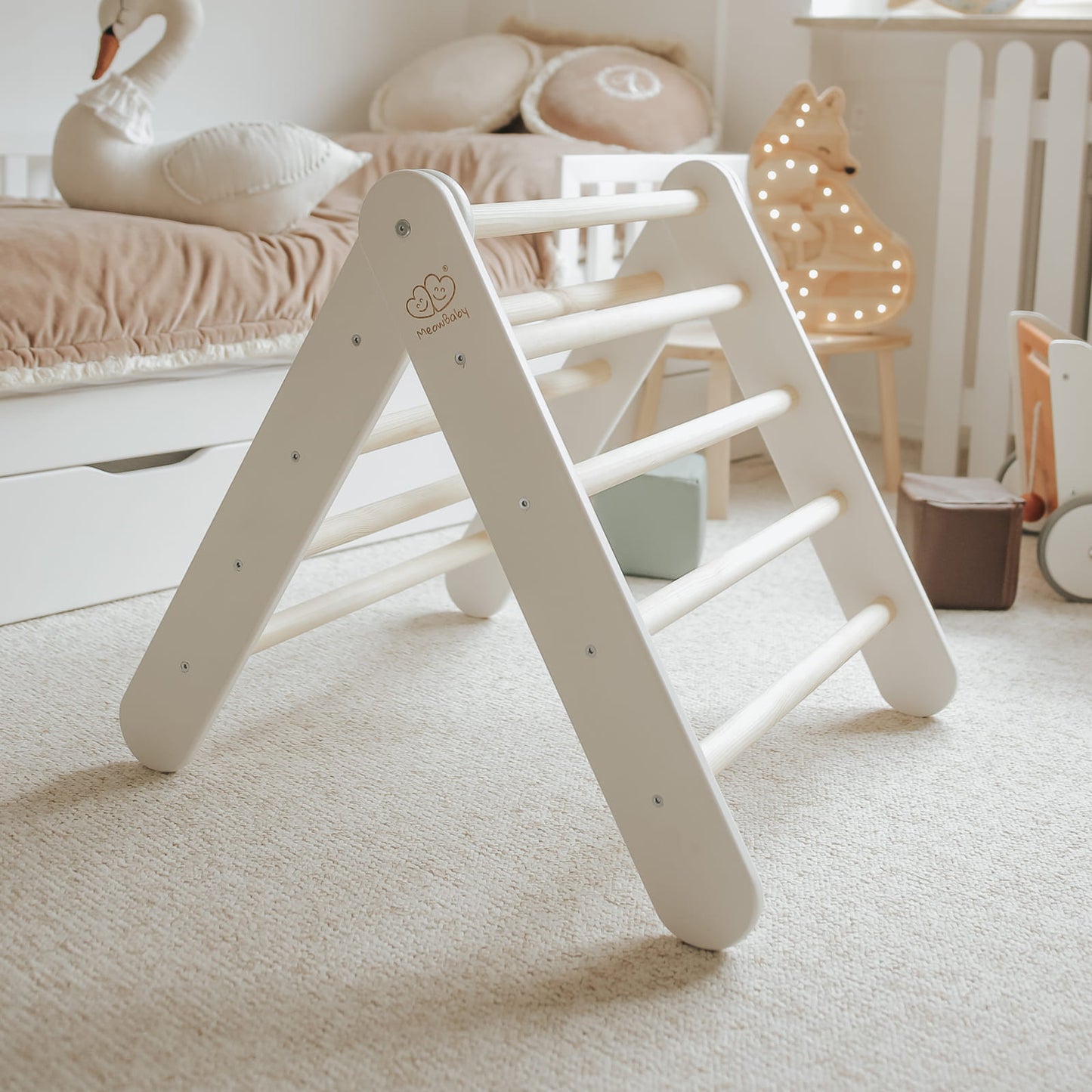 Montessori Driehoekladder - Wit - Veilig - Ontwikkeling Voor Kinderen - SpeelSterk SpeelSterk