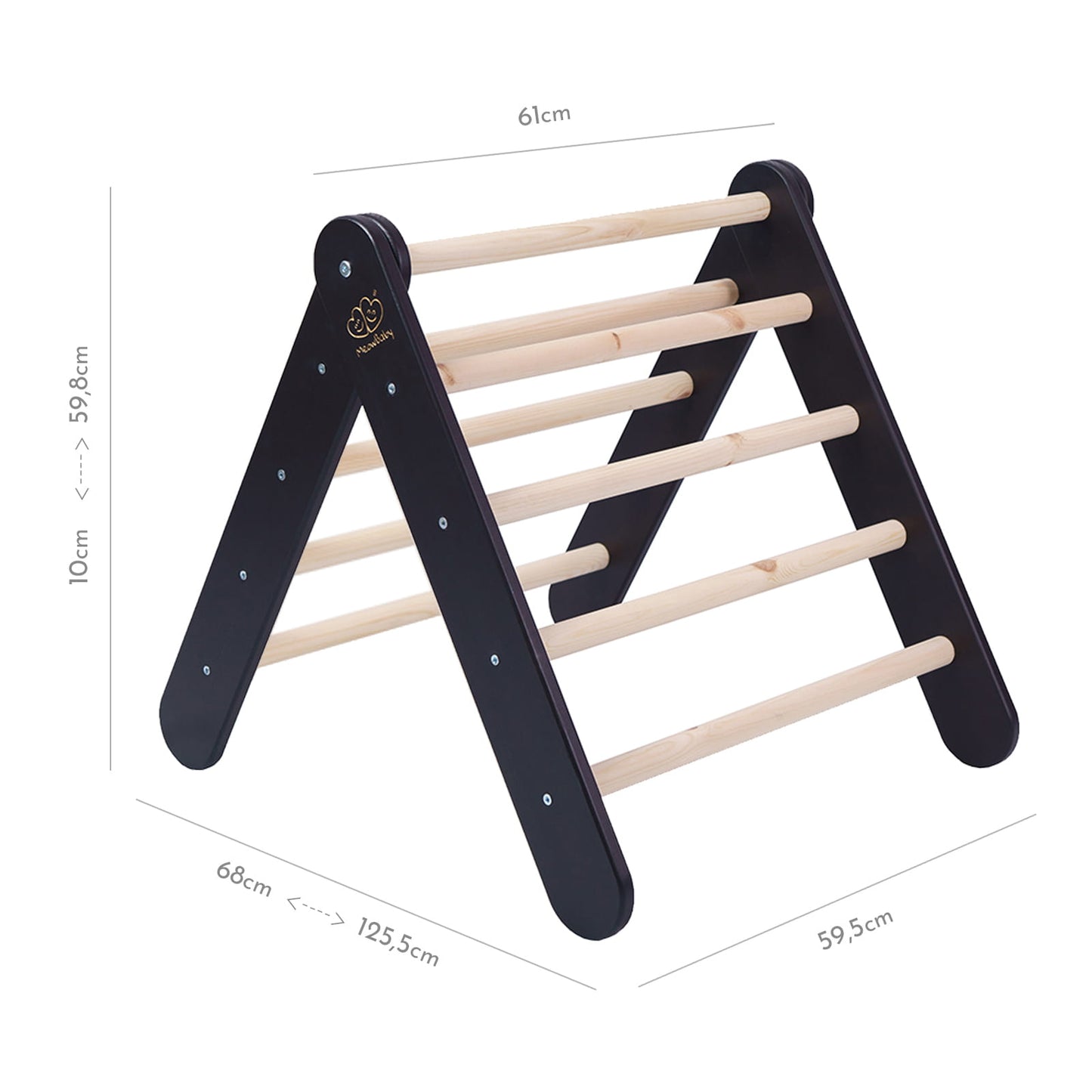 Montessori Driehoekladder - Zwart - Veilig - Ontwikkeling Motoriek - SpeelSterk SpeelSterk