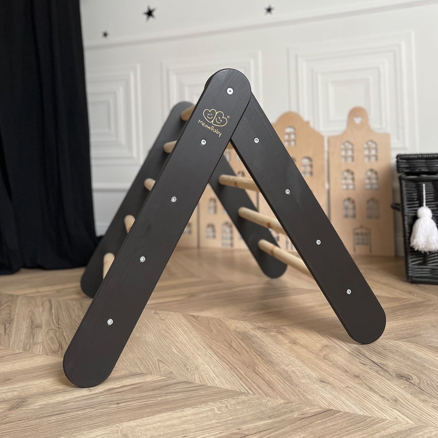 Montessori Driehoekladder - Zwart - Veilig - Ontwikkeling Motoriek - SpeelSterk SpeelSterk