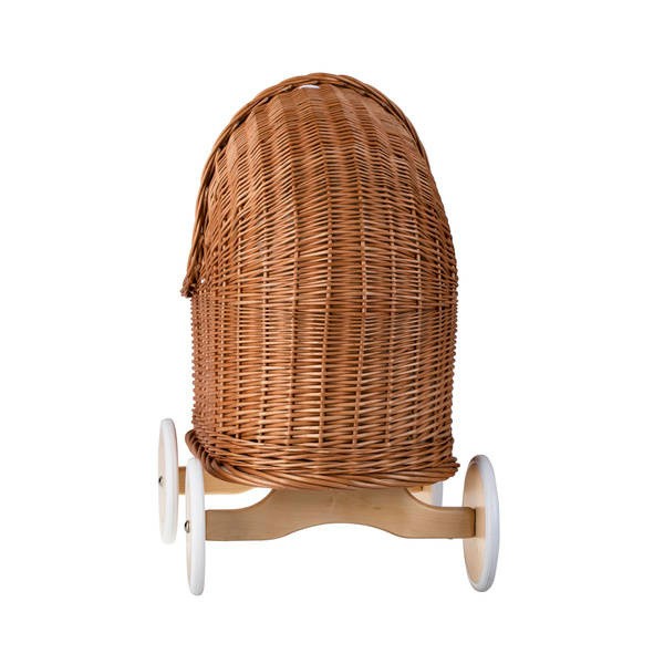 Natural Wicker Doll Pram – Beige Bedding SpeelSterk.nl