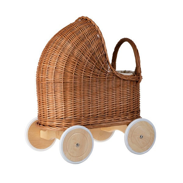 Natural Wicker Doll Pram – Beige Bedding SpeelSterk.nl