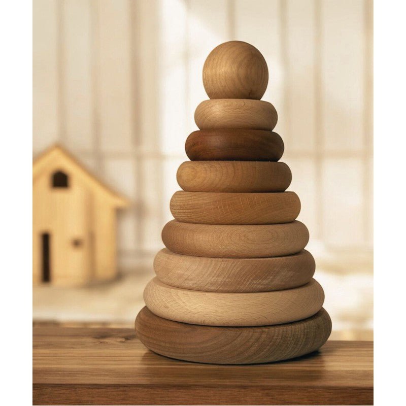 Ronde Houten Pyramide - Natuurlijk Hout - Educatief Speelgoed - SpeelSterk SpeelSterk