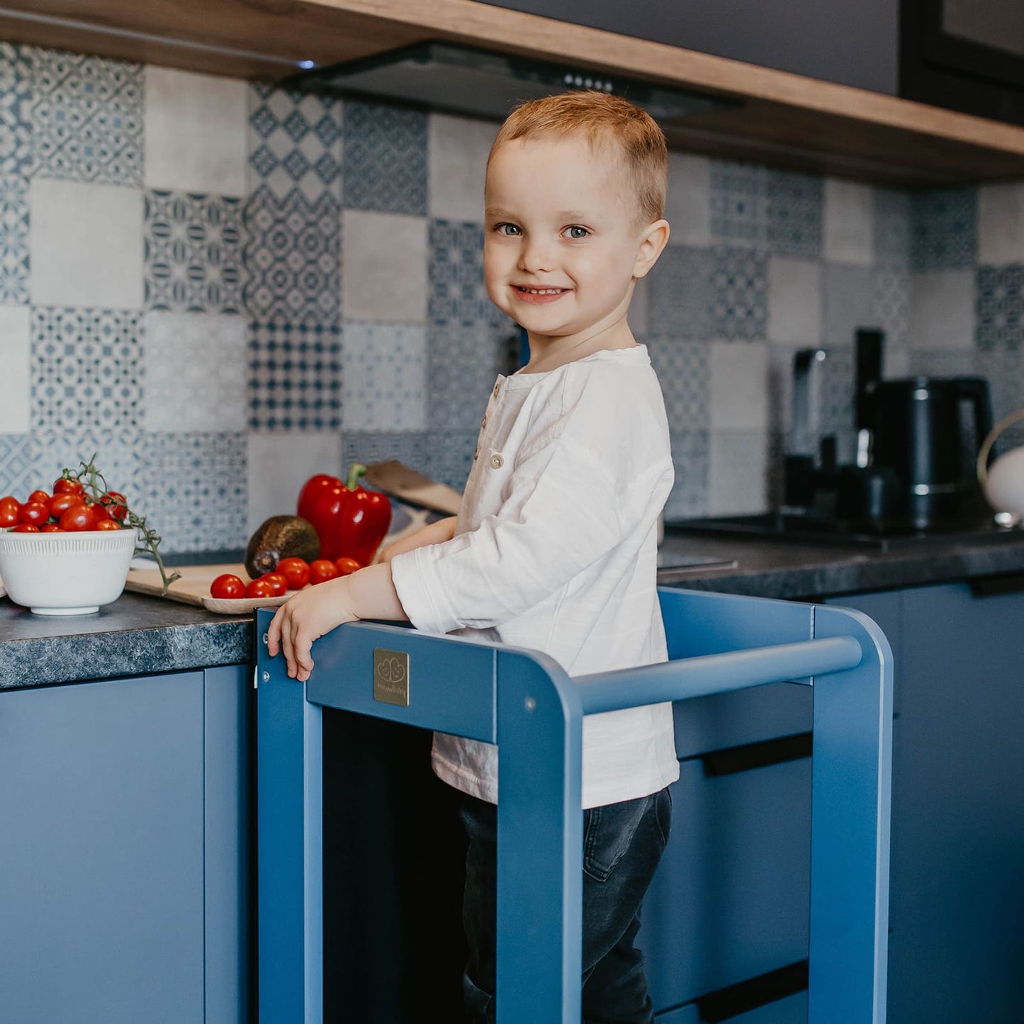 Verstelbaar Keukenhulpje - Blauw - Veilig en Leuk Voor Kinderen - SpeelSterk SpeelSterk