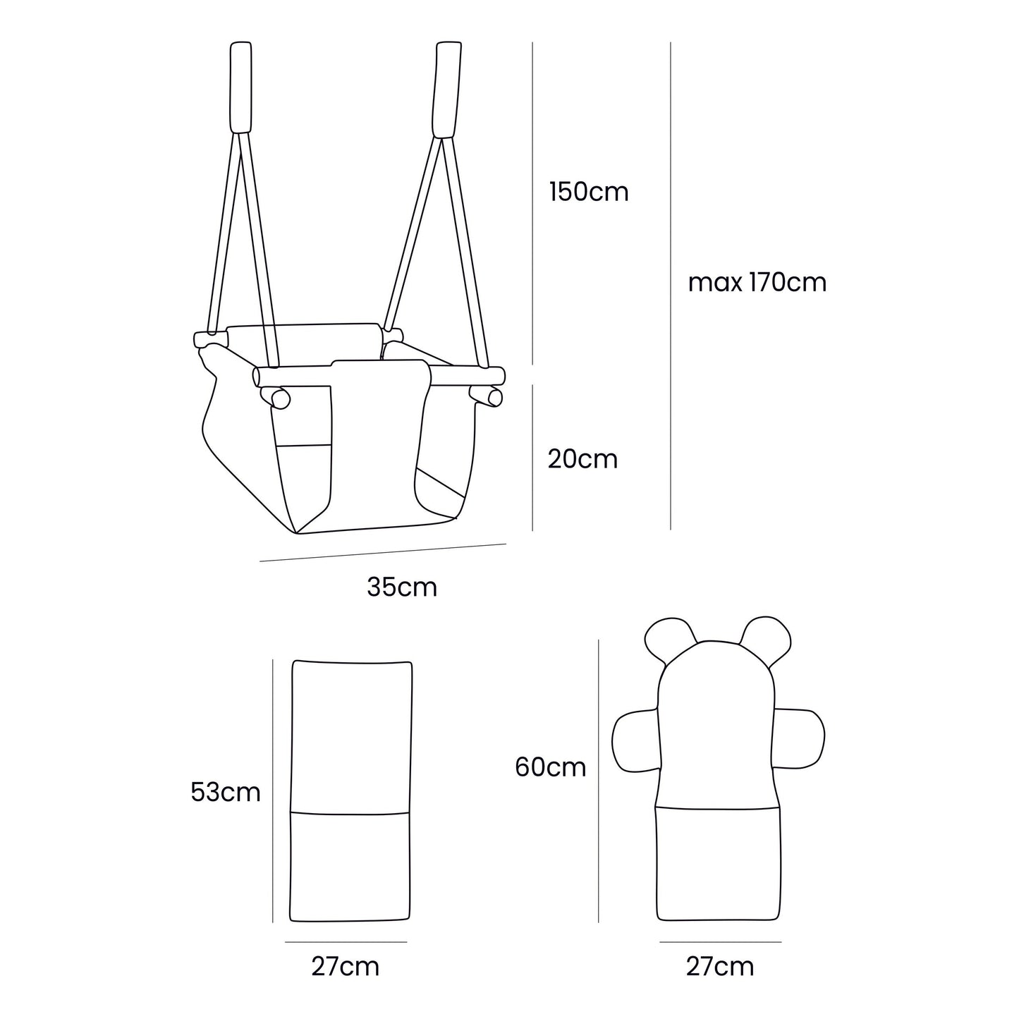 Vierkante Babyschommel - Ecru - Veilig en Comfortabel Voor Baby - SpeelSterk SpeelSterk