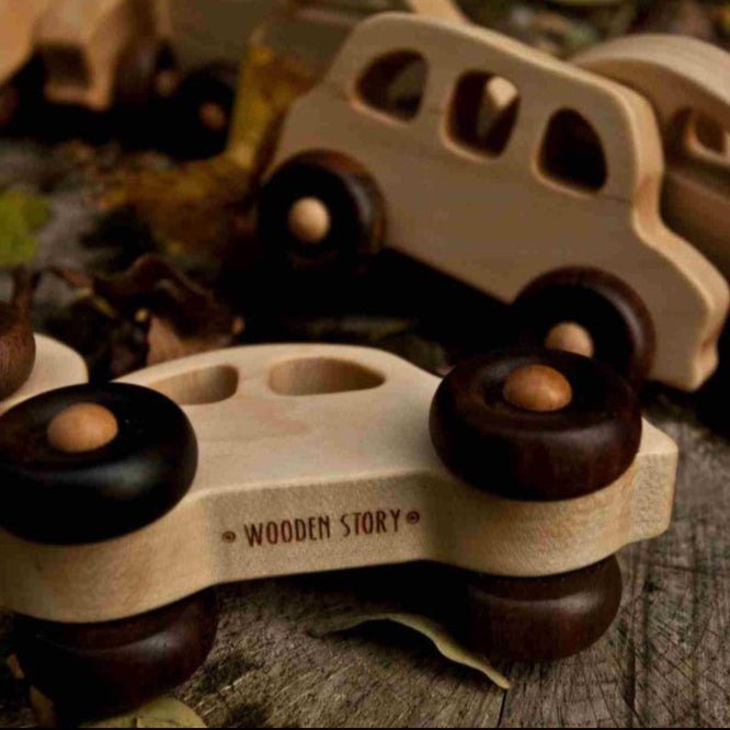 Houten Speelgoedauto - Natuurlijk Hout - Veilig En Fantasierijk Spelen - SpeelSterk SpeelSterk