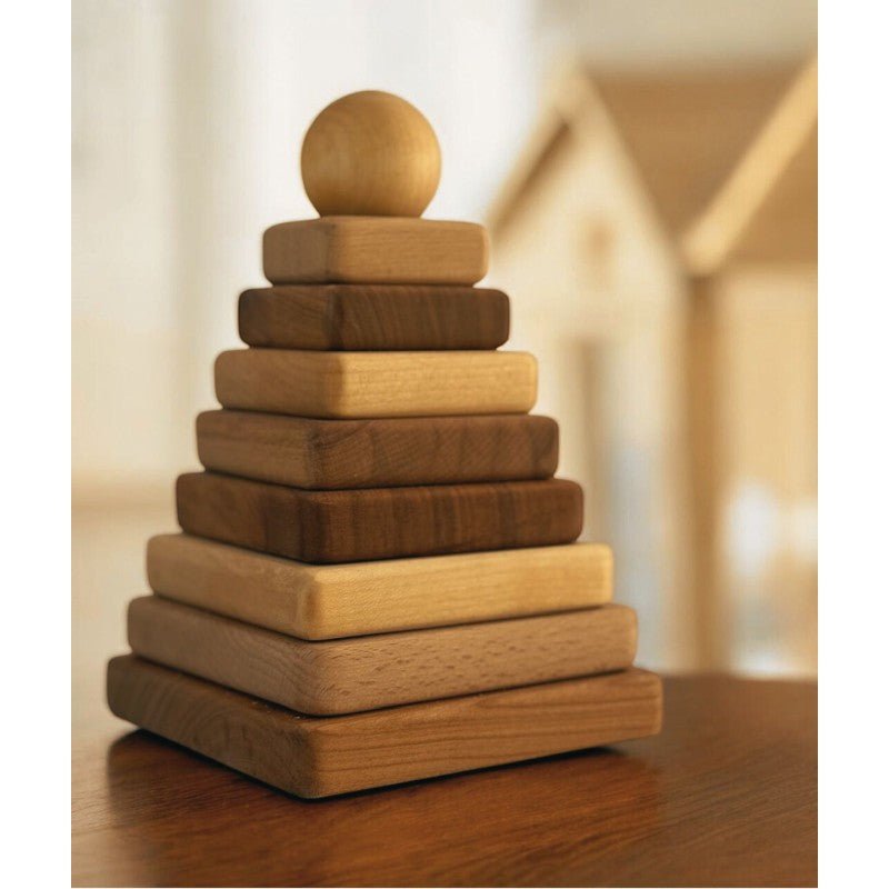 Houten Piramide - Diverse Kleuren - Educatief Speelgoed Voor Kinderen - SpeelSterk SpeelSterk