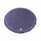 Round Play Mat With a Frill - Blue-Grey Velvet