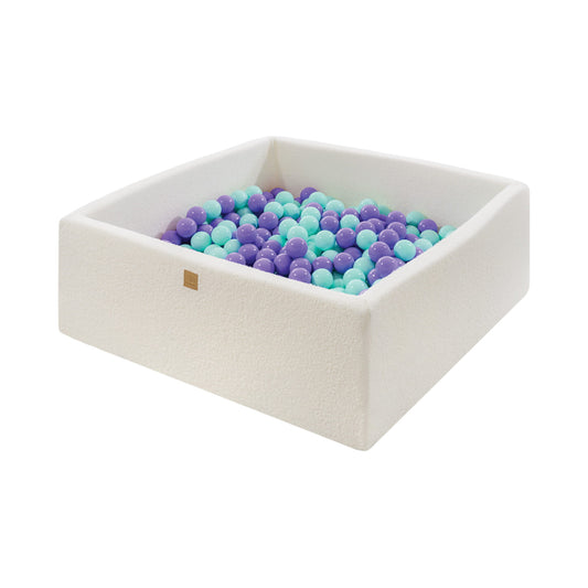 Ballenbak - Wit - Veilig - Meowbaby Boucle Met 400 Blauwe/Paarse Ballen - SpeelSterk 
