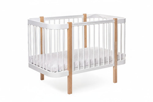 Baby Crib ELIN with Mattress - Natural/White