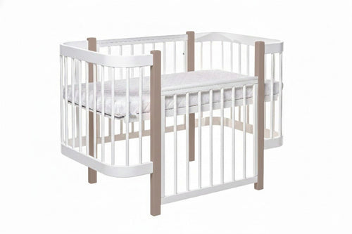 Baby Crib ELIN with Mattress - Cappuccino/White - SpeelSterk.nl