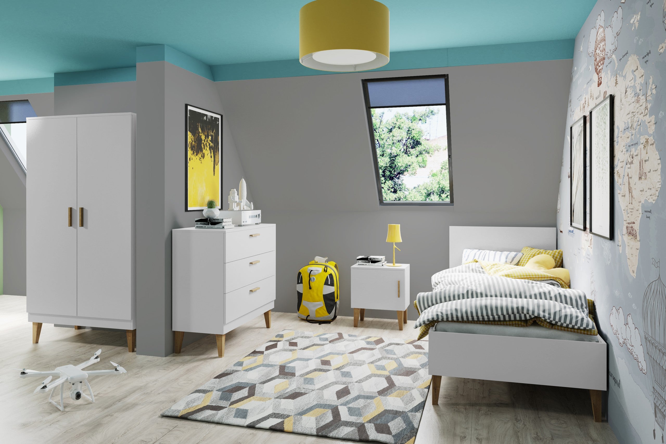 Bedside Table Kubi - White