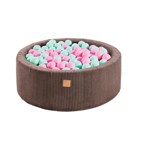 Ronde Ballenbak - Bruin - Veilig Met 200 Blauw/Roze Ballen - 90x30cm - SpeelSterk 