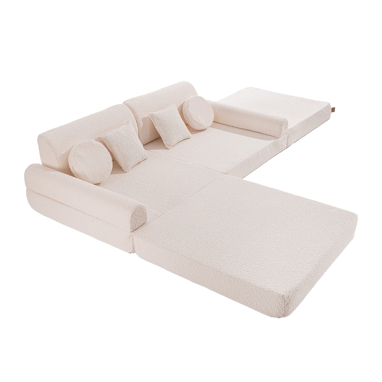 Large Modular Sofa for Kids - Premium Boucle, White SpeelSterk.nl