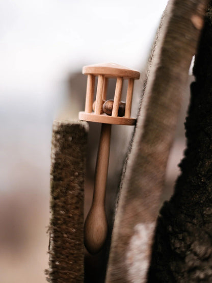Houten Rammelaar Lelek - Natuurlijke Kleur - Muzikaal Speelgoed - SpeelSterk 