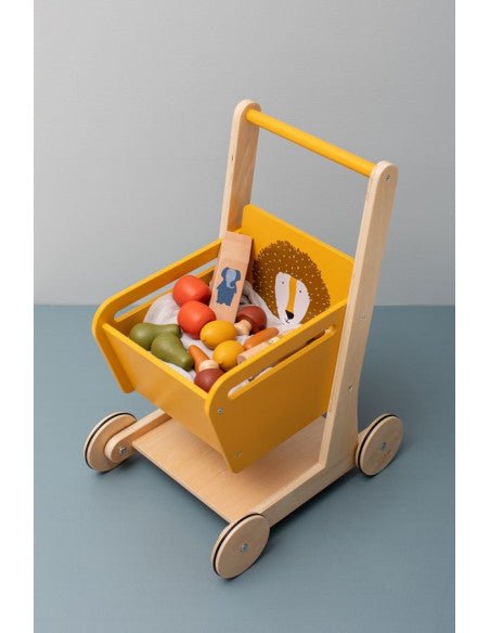 Houten Winkelwagen - Mr Lion - Veilig - Kleurrijk Speelgoed Voor Kinderen - SpeelSterk  SpeelSterk