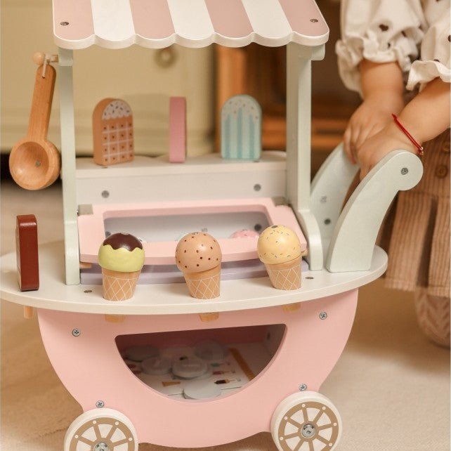 Houten IJswagen - Pastel - Creatieve Speelset - Educatief en Leuk - SpeelSterk 