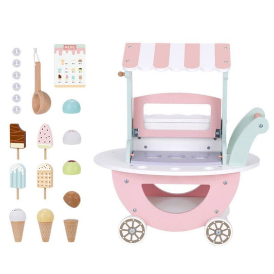 Houten IJswagen - Pastel - Creatieve Speelset - Educatief en Leuk - SpeelSterk 