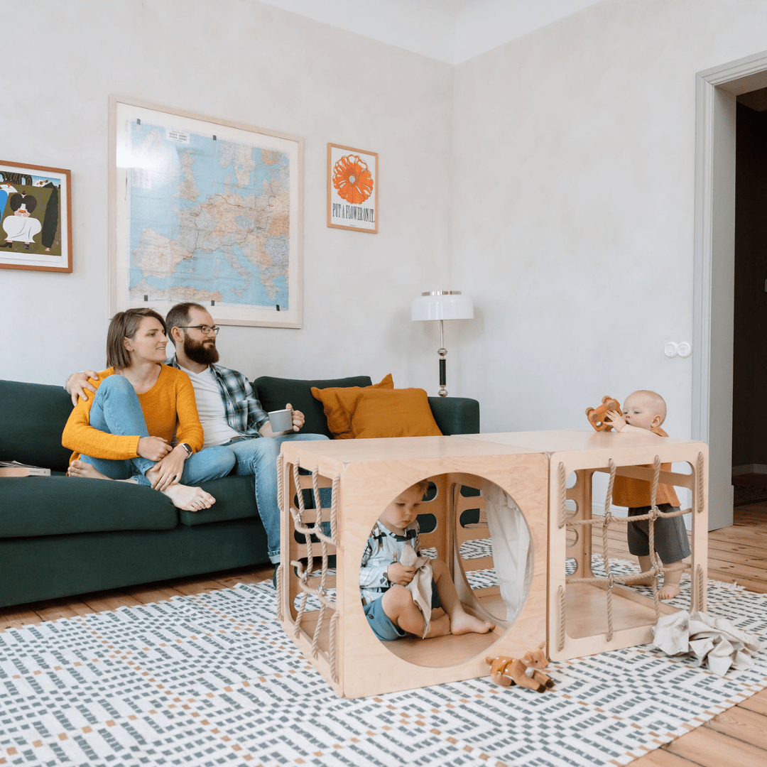 Klimkubus - Naturel - Veilig Houten Speelgoed Voor Ontwikkeling - SpeelSterk 