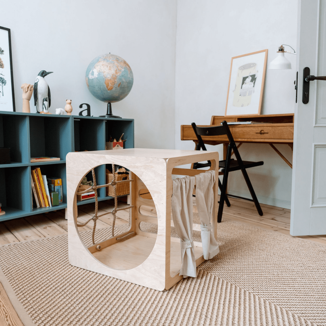 Klimkubus - Naturel - Veilig Houten Speelgoed Voor Ontwikkeling - SpeelSterk 