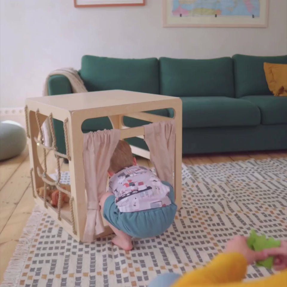 Klimkubus - Naturel - Veilig Houten Speelgoed Voor Ontwikkeling - SpeelSterk 