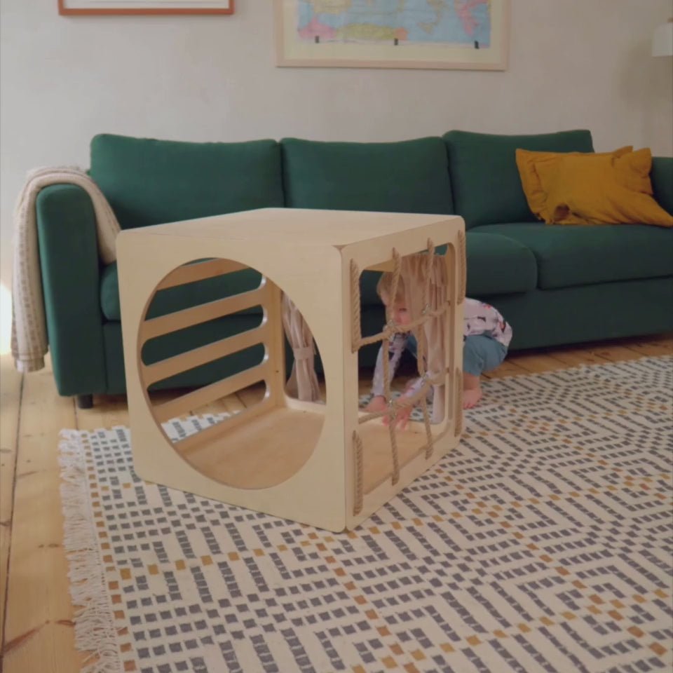 Klimkubus - Naturel - Veilig Houten Speelgoed Voor Ontwikkeling - SpeelSterk 