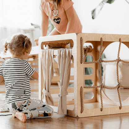Klimkubus - Naturel - Veilig Houten Speelgoed Voor Ontwikkeling - SpeelSterk 