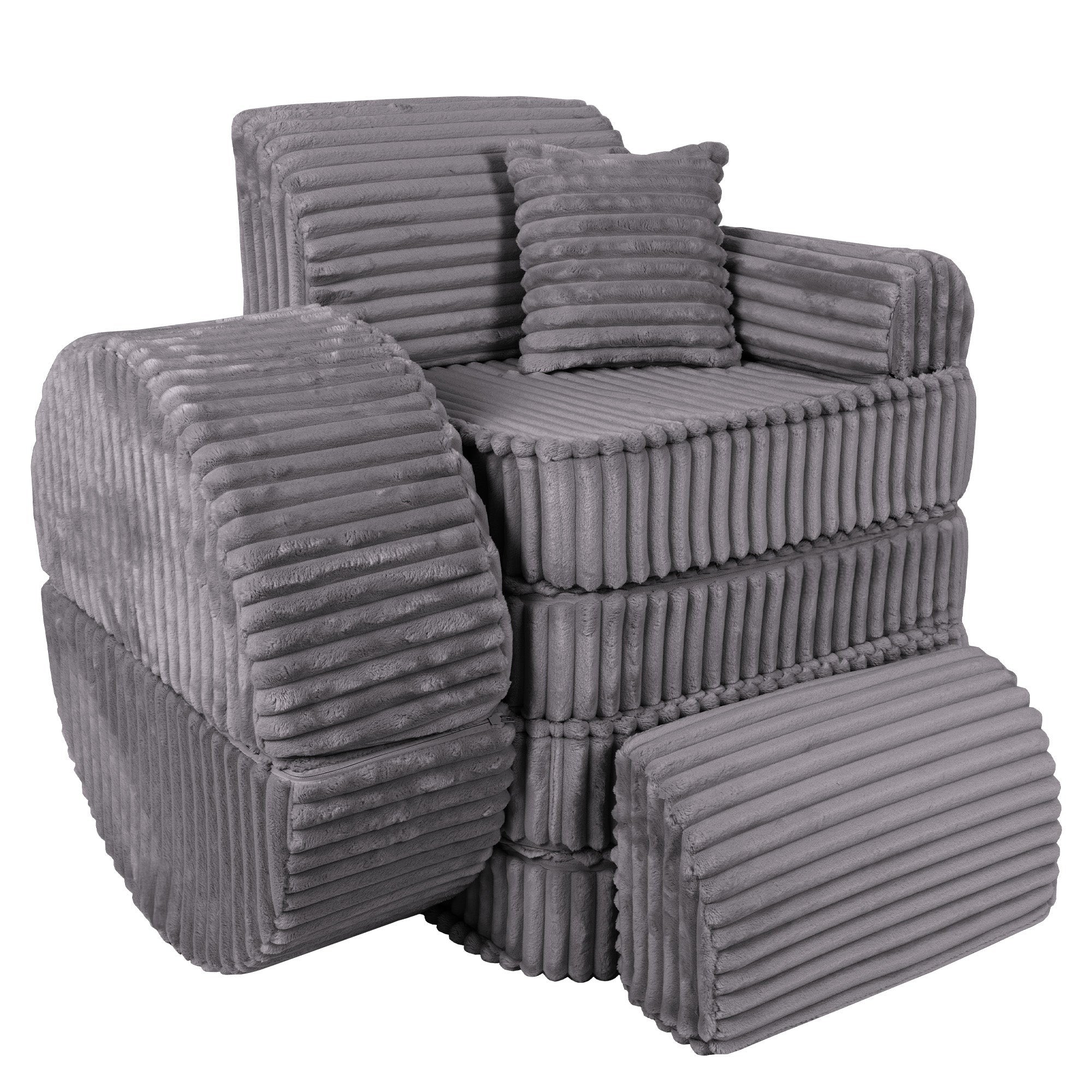 Medium Modular Sofa for Kids - Churros Jurassic Grey Plus