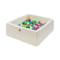 MeowBaby® Boucle White Square Ball Pit 110x110x40cm - 400 Green/Blue/White/Pink Balls - SpeelSterk.nl