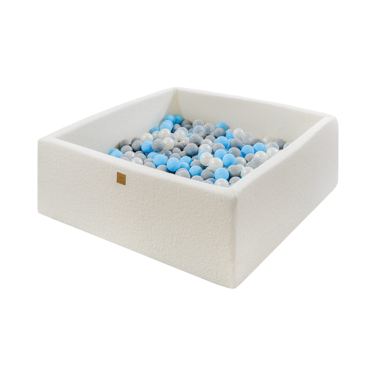 MeowBaby® Boucle White Square Ball Pit 110x110x40cm - 400 Grey/Blue/White Balls - SpeelSterk.nl