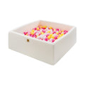 MeowBaby® Boucle White Square Balls Pit 110x110x40cm - 400 Pink White Yellow Balls - SpeelSterk.nl