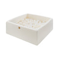 MeowBaby® Boucle White Square Balls Pit 110x110x40cm - 400 White Pearl Balls - SpeelSterk.nl