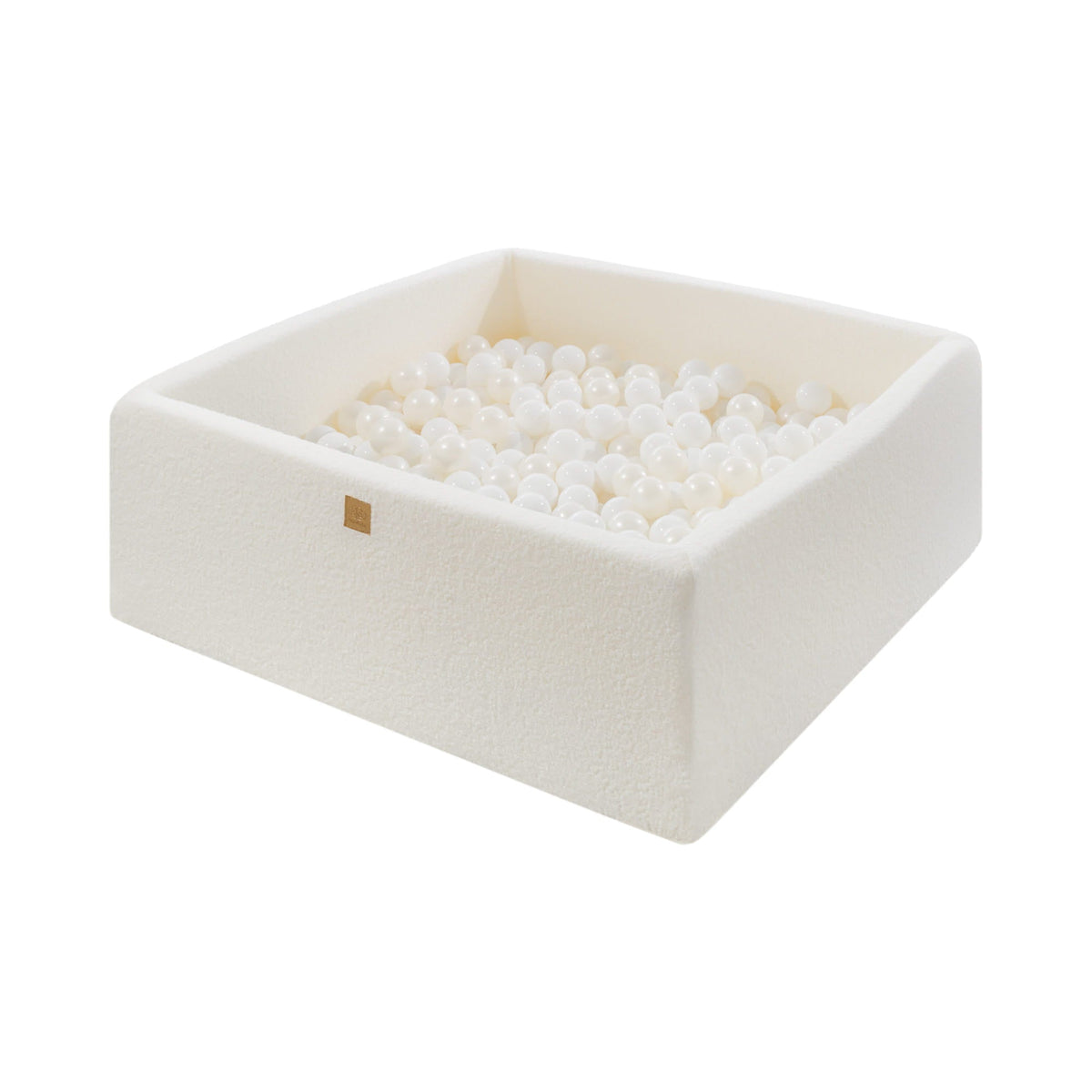 MeowBaby® Boucle White Square Balls Pit 110x110x40cm - 400 White Pearl Balls - SpeelSterk.nl