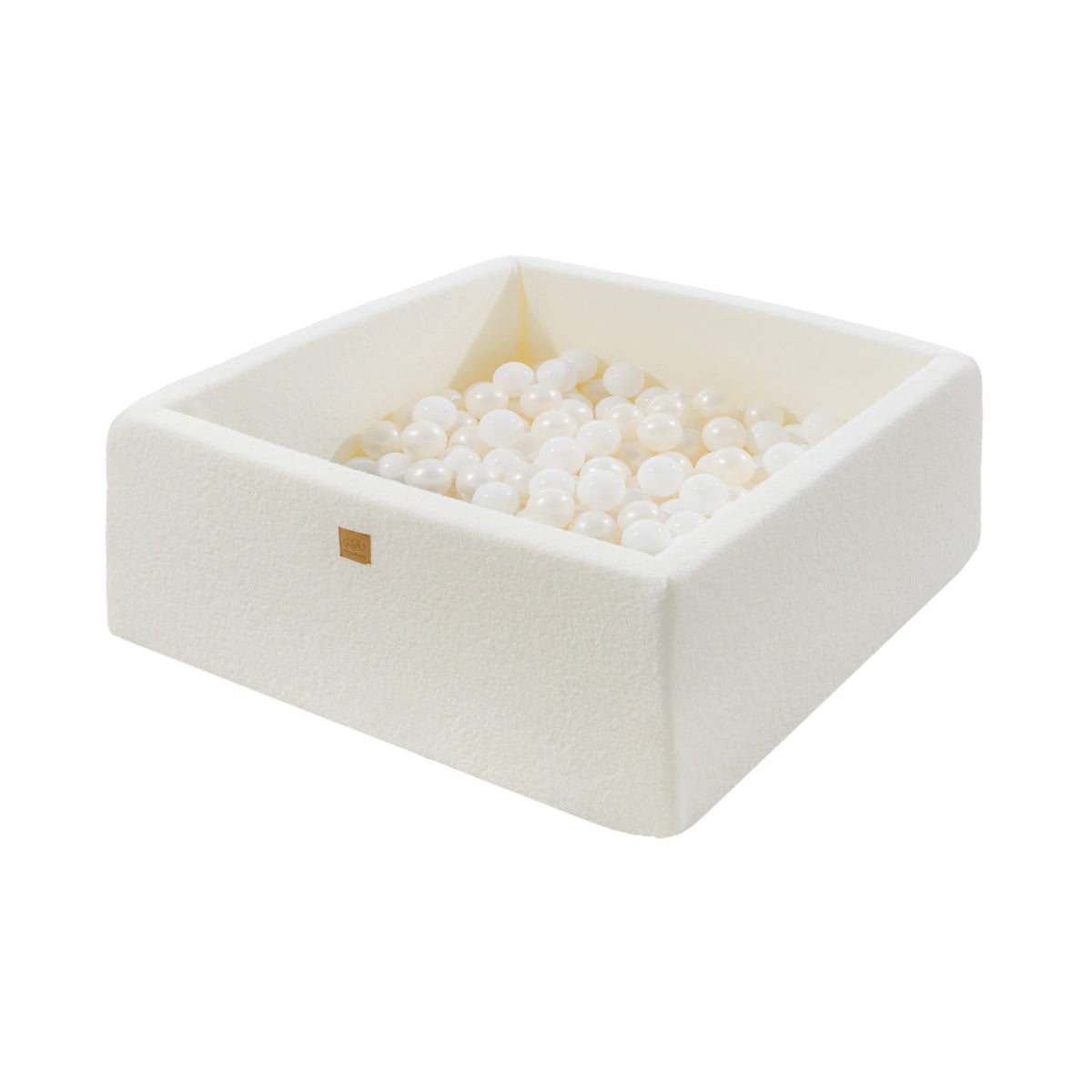 MeowBaby® Boucle White Square Balls Pit 90x90x40cm - 200 White Pearl Balls - SpeelSterk.nl