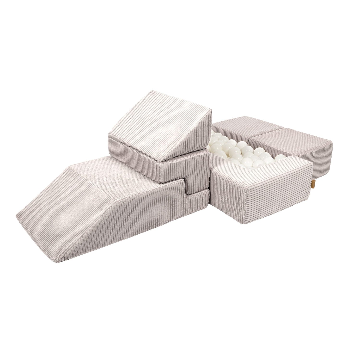 MeowBaby® Soft Velvet Bricks Sofa - Ecru SpeelSterk.nl