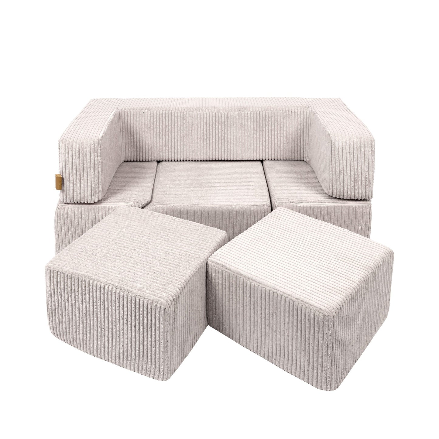 MeowBaby® Soft Velvet Bricks Sofa - Ecru SpeelSterk.nl